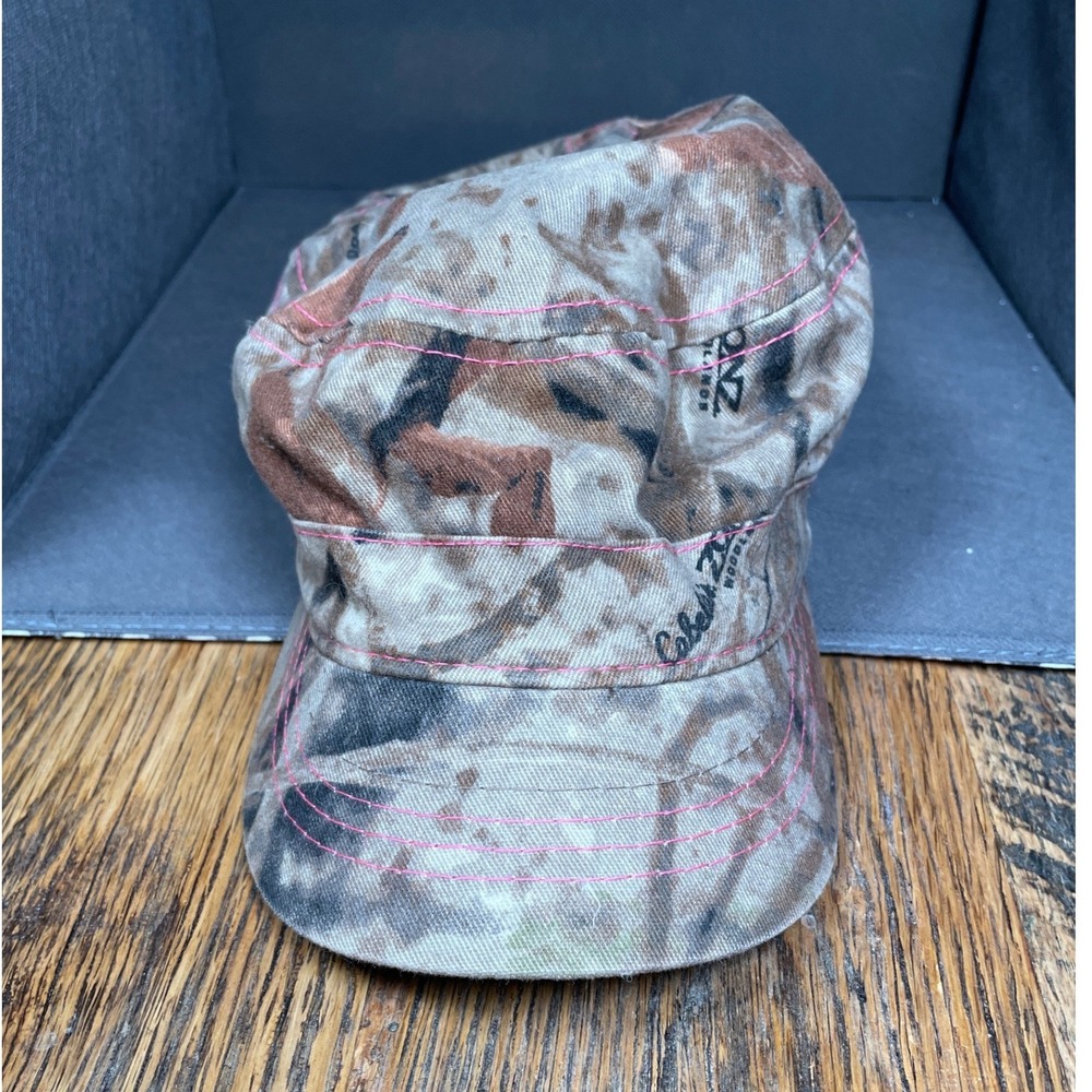 Cabelas‎ Zonz Woodlands Camo Cadet Hat Pink Stitching Military Cap Adjustable